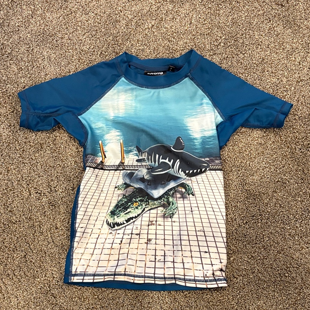 Molo Kids Rashguard - Blue with Shark Print